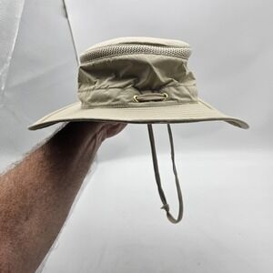 Tilley‎ Endurables Hat Boonie Sun Fitted Mens Medium Beige Airflo Chin Strap